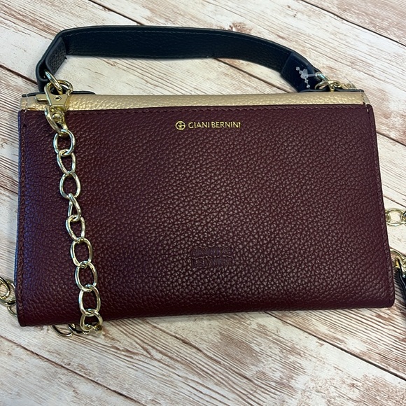 NWT Giani Bernini Wallet Clutch Crossbody Mini Handbag Gold Maroon Navy Blue - Picture 3 of 13